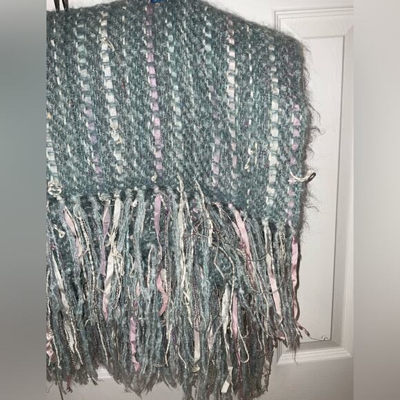 VTG CHURCHILL WEAVERS TURQUOISE GREEN LAVENDER PURPLE WHITE HANDWOVEN THROW - Picture 14 of 16